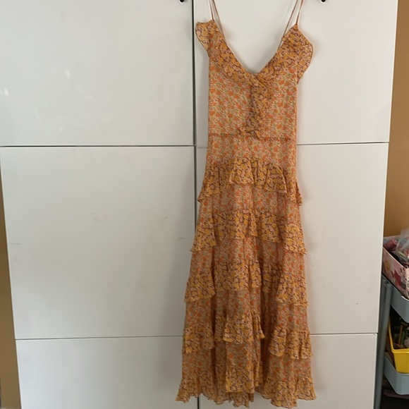 NWT MAJE Printed cotton voile dress with ruffles - Picture 6 of 7